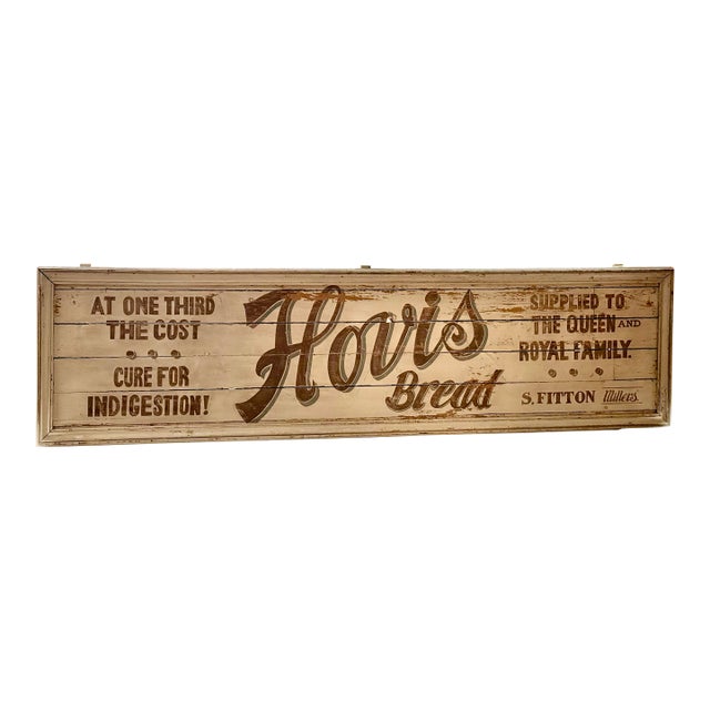Late 1800s Antique Victorian English Monumental ‘Hovis Bread’ General Store Trade Advertising Sign, Hand Painted on a Door Panel For Sale