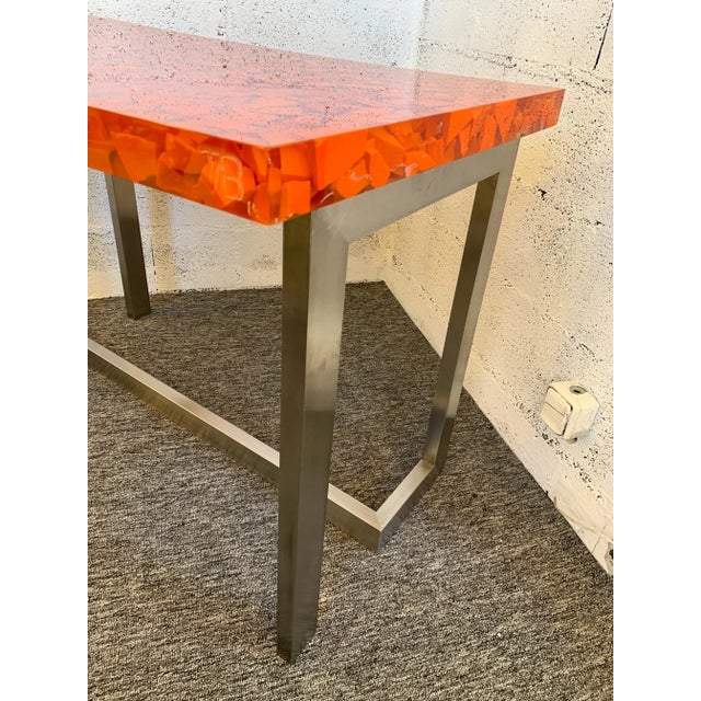 Metal Resin Fractal Inclusion Console Table Desk by Thomas Brant. France 2014 For Sale - Image 7 of 13