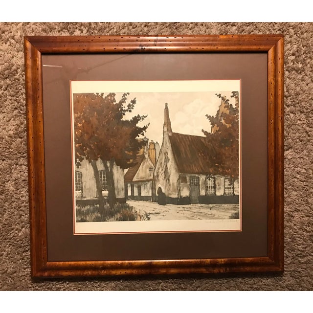 Printmaking Materials Early 20th Century Village Church Numbered Etching by Paul Louis Guilbert, Framed For Sale - Image 7 of 7