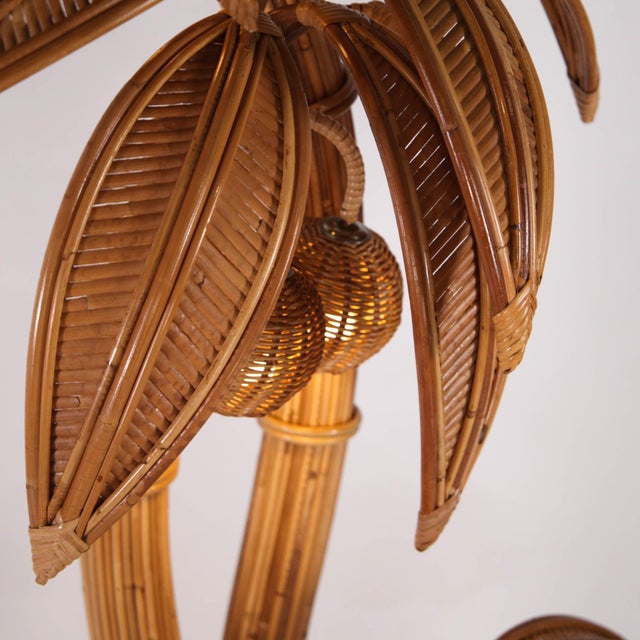 Bohemian Palm Floor Lamp in Rattan For Sale - Image 12 of 17
