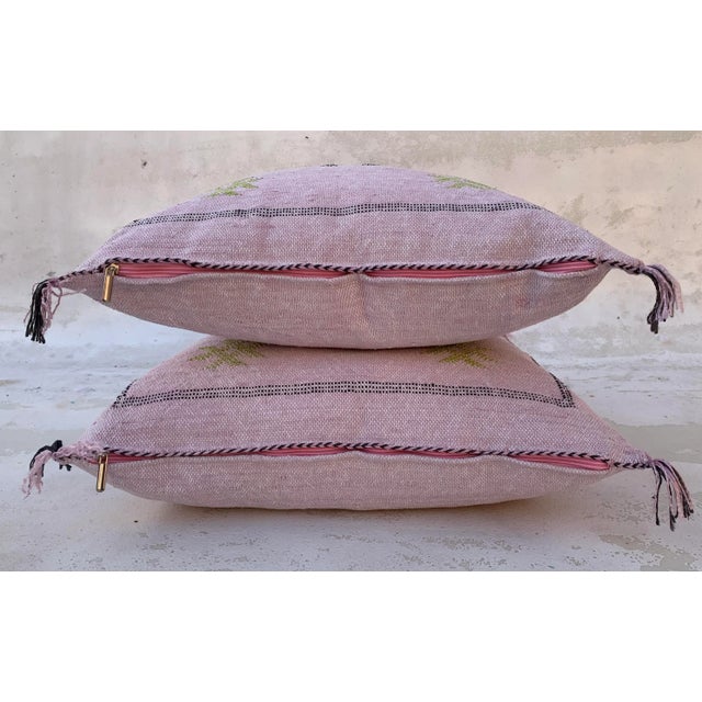 Natural Moroccan Light Pink Sabra Pillow Covers- a Pair For Sale - Image 11 of 11