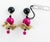 Angela Caputi Angela Caputi Fuchsia and Gold Dust Resin Dangle Flamenco Floral Clip Earrings For Sale - Image 4 of 8