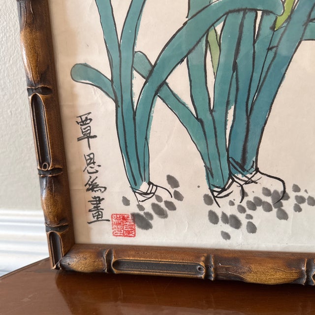 Beautiful vintage watercolor great looks and subject matter, stamped by the artist