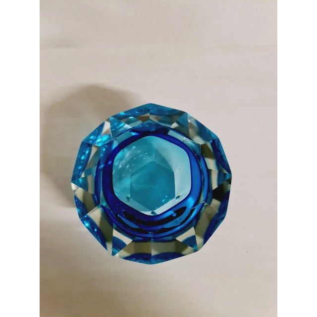 1960s Mid-Century Blue Crystal Glass Bowl, 1960s For Sale - Image 5 of 9