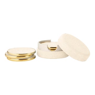 AERIN Faux Shagreen Coasters, Cream - Set of 4 For Sale