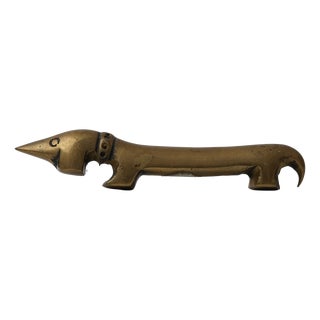 Vintage Brass Bottle Opener in the Shape of a Dachshund by Walter Bosse for Herta Baller, 1950s For Sale