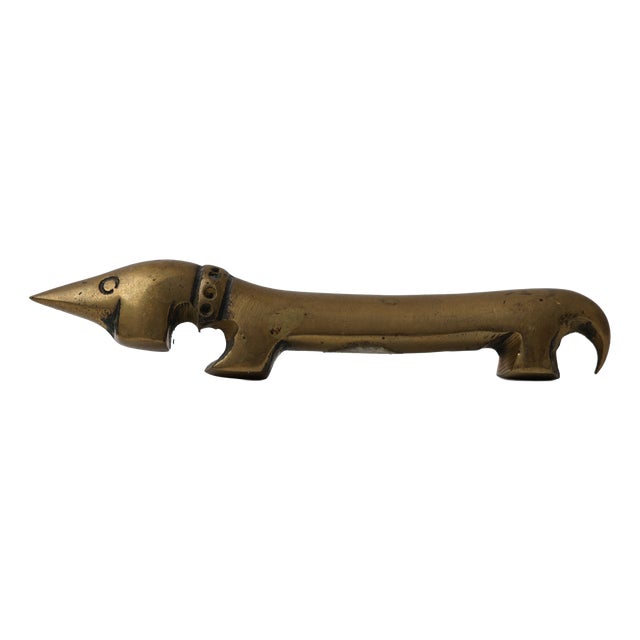 Vintage Brass Bottle Opener in the Shape of a Dachshund by Walter Bosse for Herta Baller, 1950s For Sale