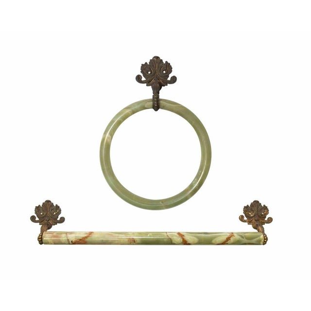 Vintage Bathroom Set in Green Marble, Italy, Early 20th Century, Set of 8 For Sale - Image 11 of 13