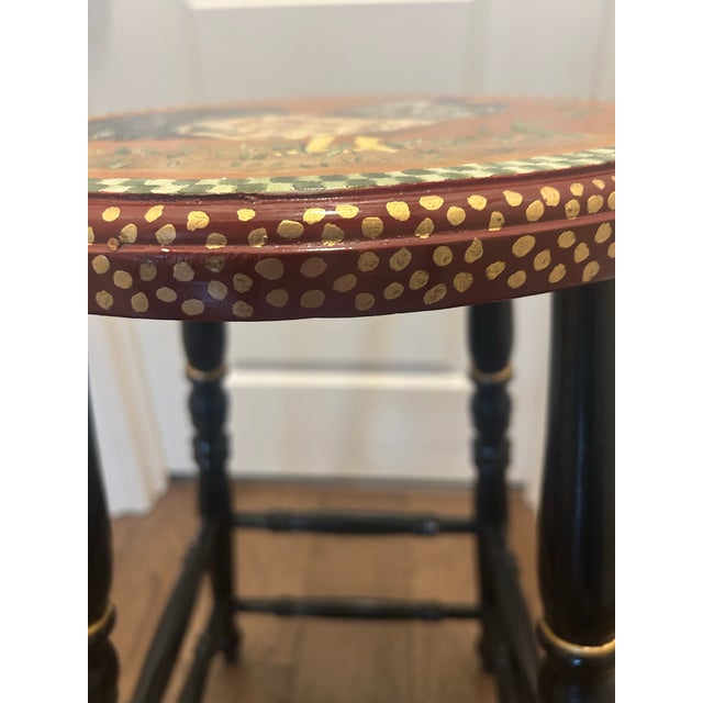 Wood Unique & Whimsical Hand Painted Bar Height Rooster Stool For Sale - Image 7 of 11
