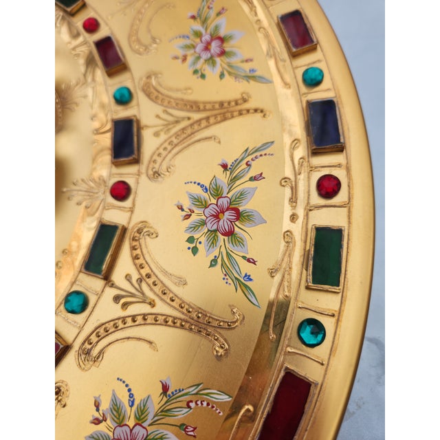 Metal Vintage Tre Fuochi Murano Large Floral Cobalt Blue Bowl W/ 24k Gold Overlay - Italy For Sale - Image 7 of 11