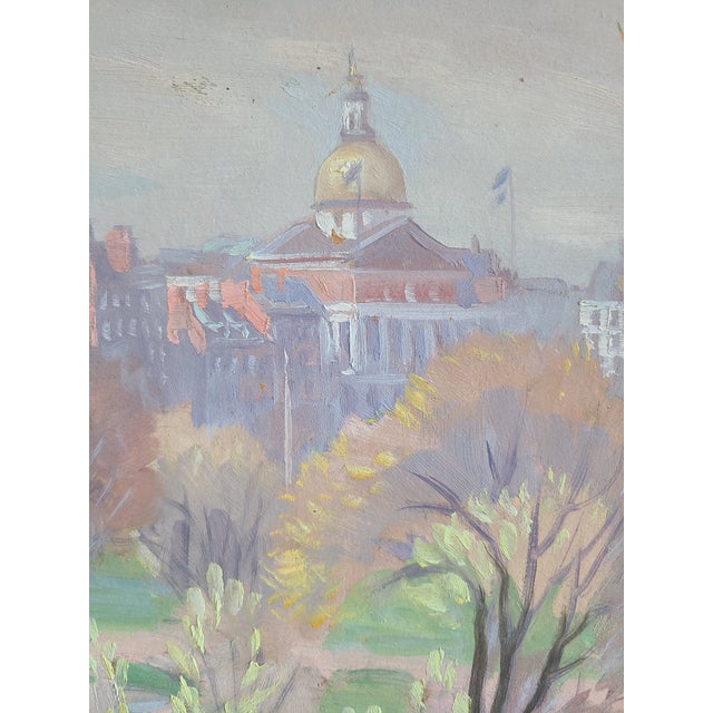 Lester George Hornby 1940's Oil Painting Boston Public Garden Cityscape For Sale In Los Angeles - Image 6 of 18