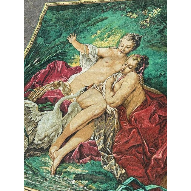 French Screen-Printed Tapestry with Leda and the Swan Motif in the style of Aubusson, 1970s For Sale - Image 4 of 18