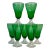 Antique Art Deco Depression Green Glass Toasting Goblets/Parfait Cups - Set of 7 For Sale