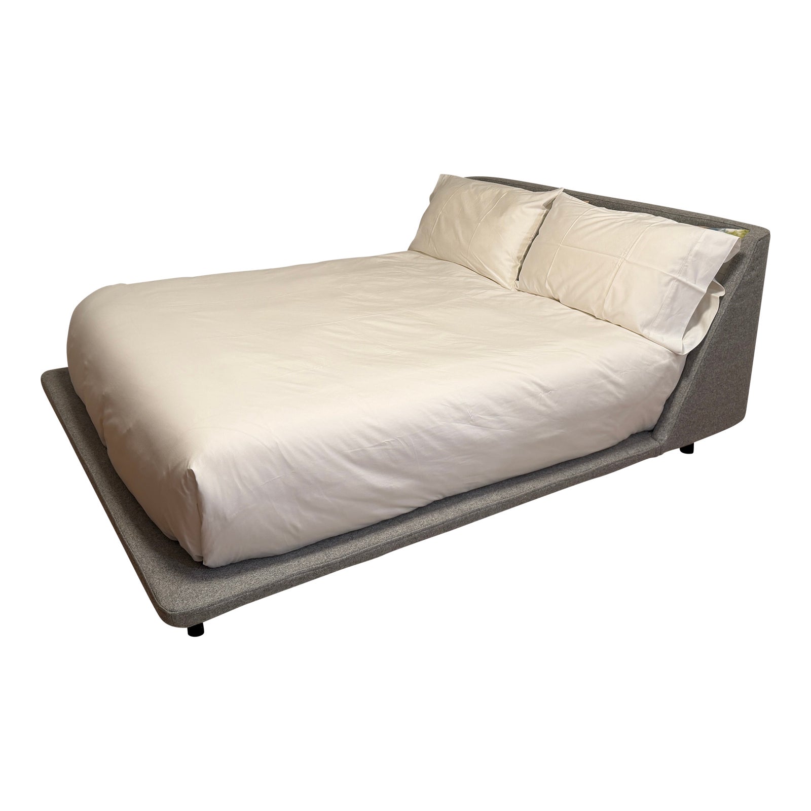 BluDot Nook Full Bed With Headboard in Light Grey | Chairish