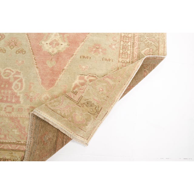 Turkish Muted Vintage Turkish Oushak Rug in Dusty Rose, Sand, and Champagne For Sale - Image 3 of 10