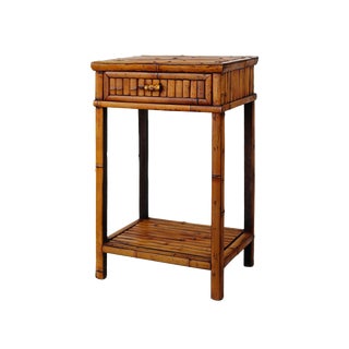 Vintage Bamboo Side Table With Drawer For Sale