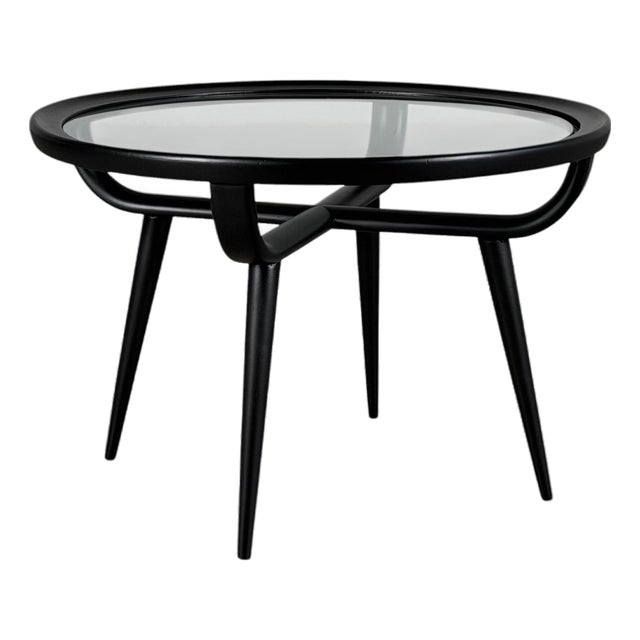 Round Semi-Matte Black Lacquered Coffee Table by Nicolay Diulgheroff, Italy, 1950s For Sale