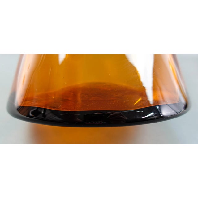 Glass Blenko Vintage Mid-Century Modern Orange Swirl Art Glass Vase For Sale - Image 7 of 8