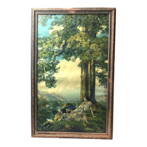 Original Maxfield Parrish Print C. 1927 Titled "Hilltop", Framed