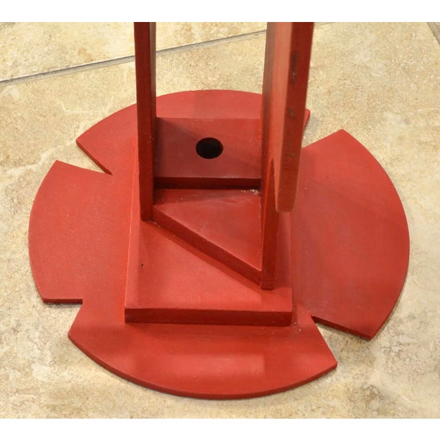 Red Tall Abstract Red Wood Sculpture by Edward Toledano, British, 20th Century For Sale - Image 8 of 8