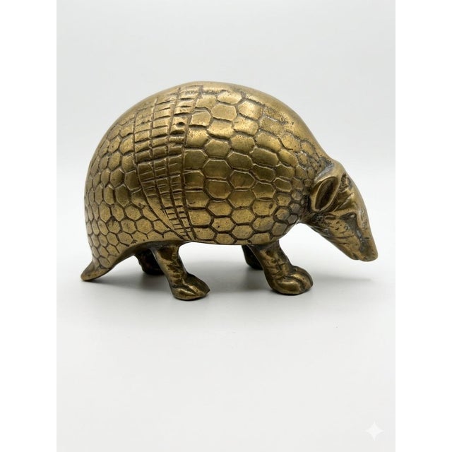 Mid 20th Century Vintage Brass Figurine Set - Armadillo & Mallard Duck For Sale - Image 5 of 7