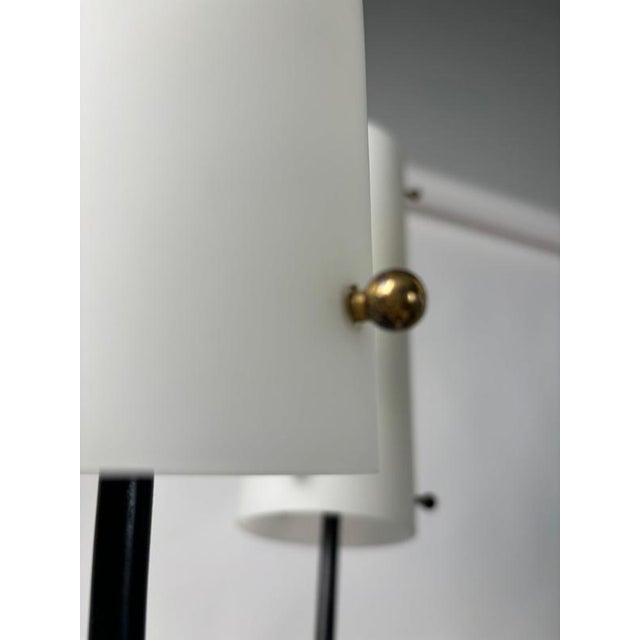 Black Mid-Century Modern Floor Lamp in Brass with Marble and Opal Glass by Angelo Lelii, Italy, 1950 For Sale - Image 8 of 13