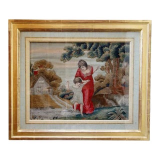 English Needlework Scene After Henry Thomson, Crossing the Brook For Sale