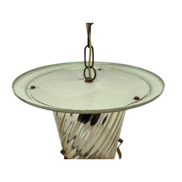 Chartreuse Turned Glass Lantern Pendant, 1950s For Sale - Image 8 of 10