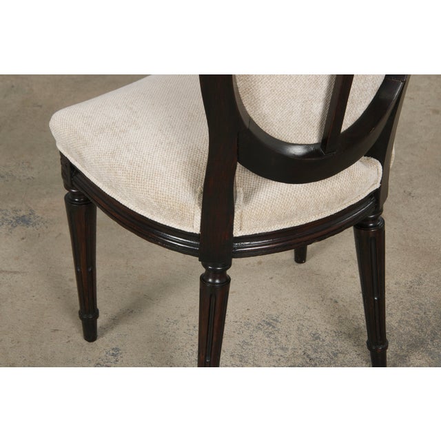 Antique French Louis XVI Style Maple Side Chairs in Beige Chenille - A Pair For Sale - Image 12 of 12