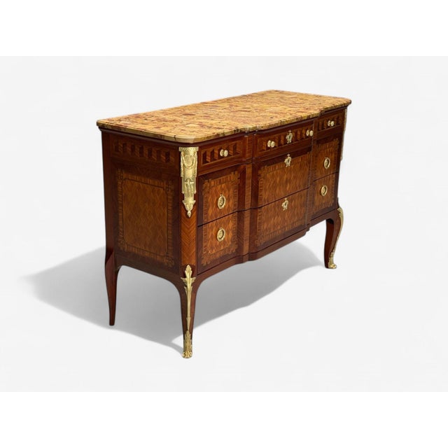 Louis XV Style, Block Front French Commode, Kingwood, Bronze, 19th Century For Sale - Image 4 of 12