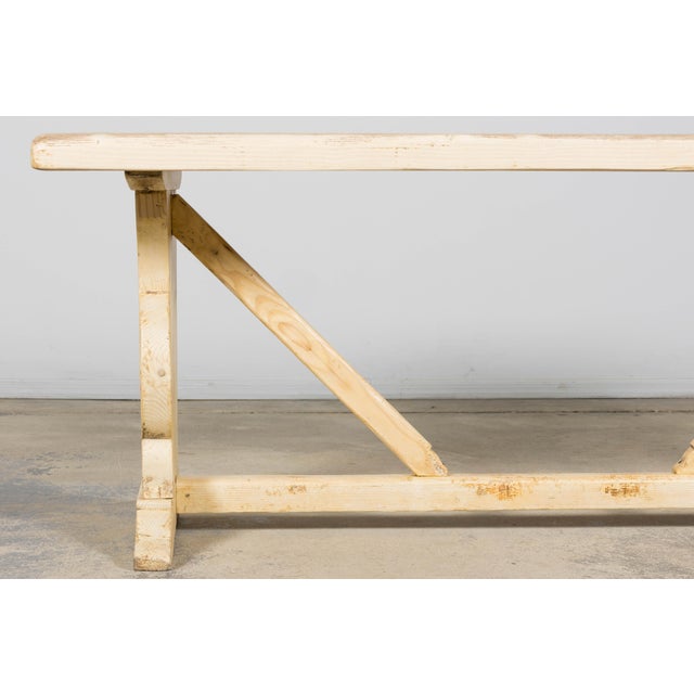 Wood Late 19th Century French Provincial Bleached Pine Monastery Dining Table For Sale - Image 7 of 18