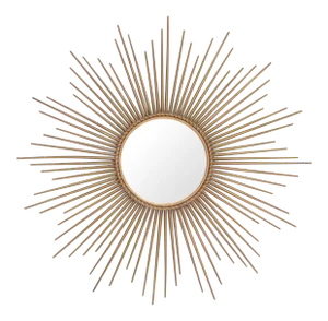 French Chaty Sunburst Mirror Gold Finished Iron Wall Mirror Mid-Century Modern