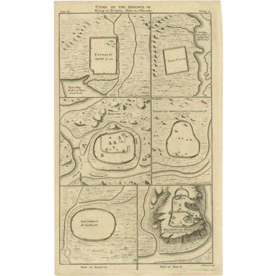 Mid 18th Century Antique Map of the Cities of the Qing Dynasty Provinces in China, 1738 For Sale - Image 5 of 5