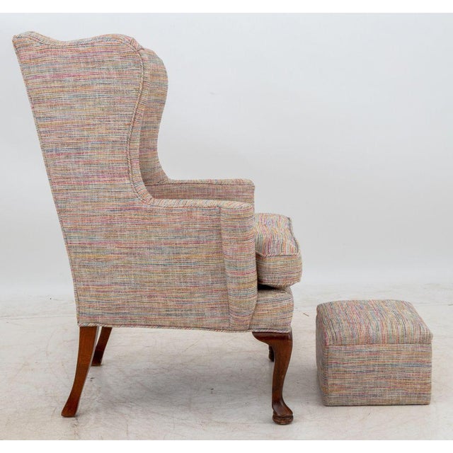 Modern Wingback Armchair and Ottoman For Sale - Image 4 of 6