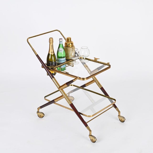 Gold Midcentury Italian Bar Cart by Cesare Lacca, 1950 For Sale - Image 8 of 15
