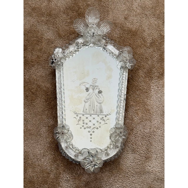 Venetian Mirrors in Murano Glass Deco and Candleholders, Italy, 1940s, Set of 2 For Sale - Image 10 of 14