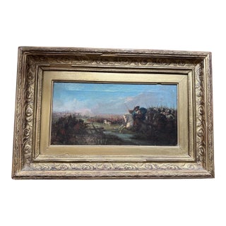 Antique 19th C. Oil Painting European Battlefield WOW! For Sale