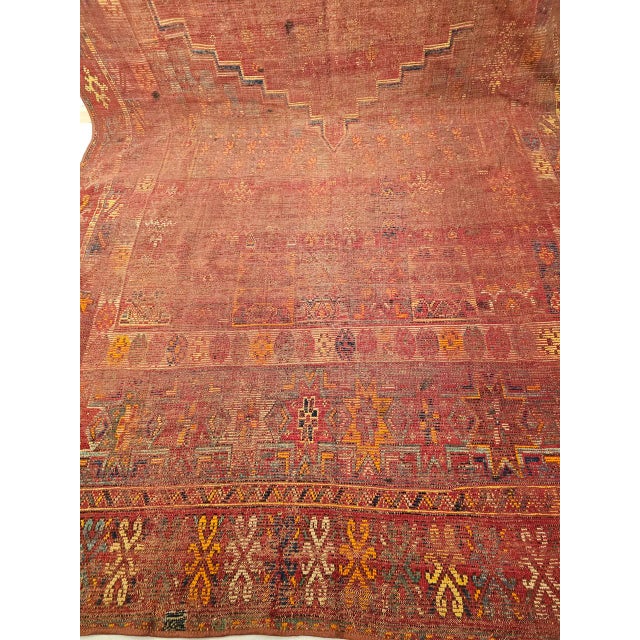 Vintage Moroccan Rug, Hand-Knotted Wool, Geometric Pattern, Soft Red & Yellow, 6’ X 14’ For Sale - Image 15 of 18