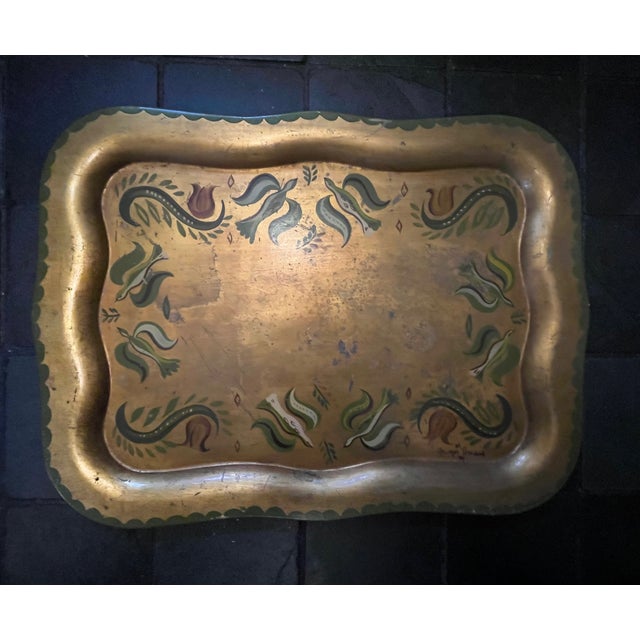 Georges Briard MCM Gold Scalloped Tray For Sale - Image 10 of 11