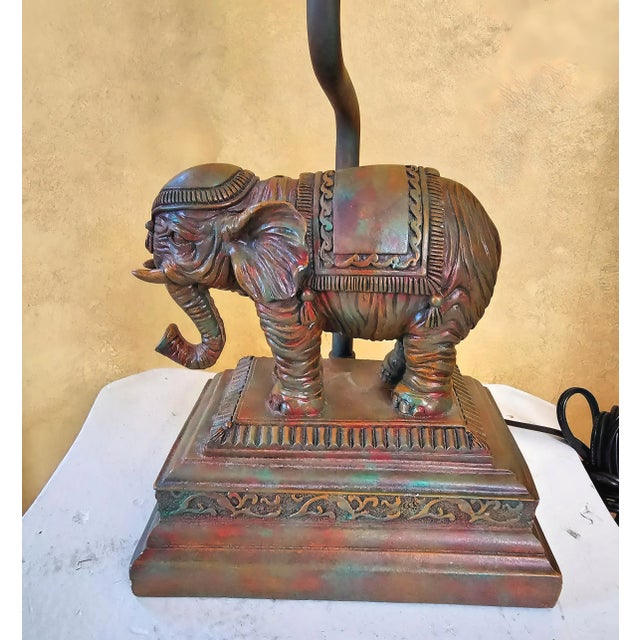 Brown Mid-Century Modern Elephant Table Lamp With Shade by Carolina Pottery For Sale - Image 8 of 12