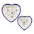Vintage Porcelain Heart Trinket Dishes – Blue Rim Lattice Jewelry Catchalls (Set of 2) For Sale