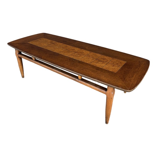 Lane Walnut and Burl Coffee Table For Sale