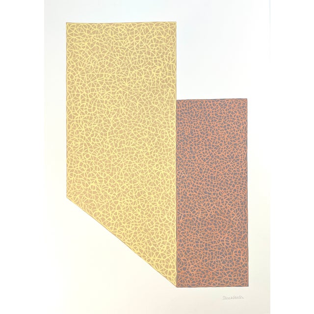 Abstract Geometric Painting With Salmon and Yellow For Sale