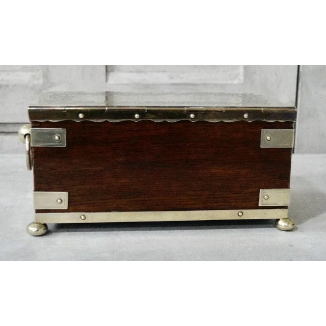 Late 19th Century Victorian Silver-Plated Oak Tea Caddy, 1890s For Sale - Image 5 of 10