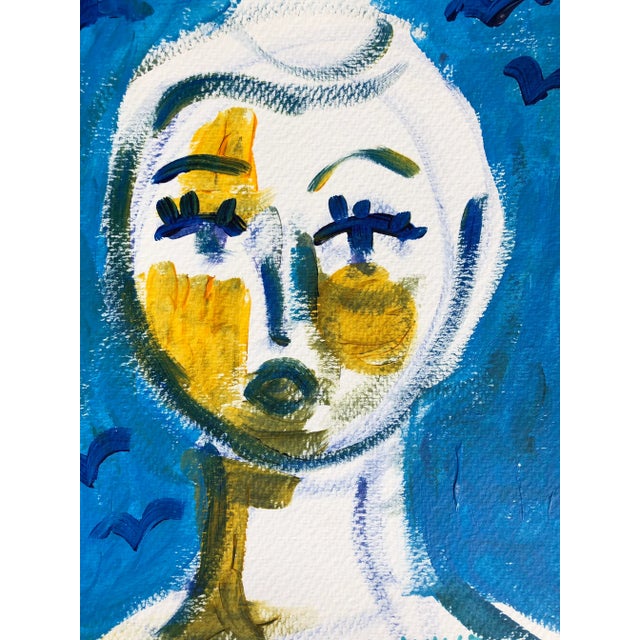 Contemporary CL Auker “Woman by the Seashore” Original Acrylic Painting on Paper For Sale - Image 3 of 4