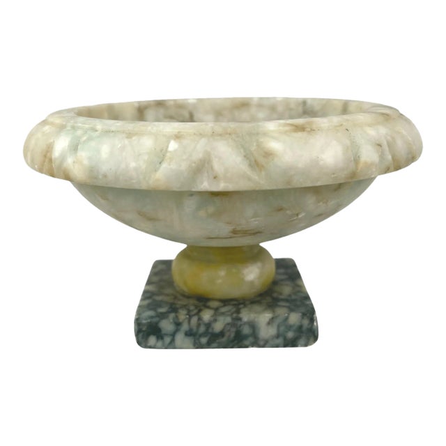 1940s Hand-Carved Alabaster Trinket Dish For Sale