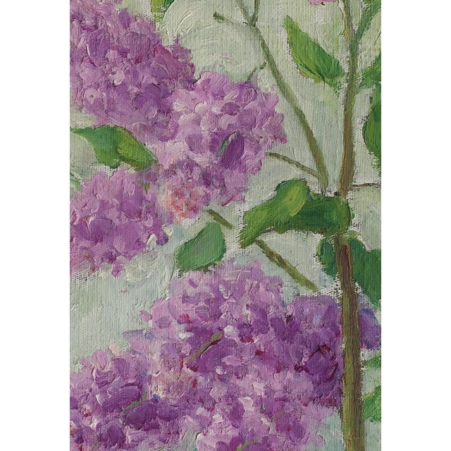 1970s Lilac Still Life, Oil Painting, Ukrainian Art 50-35 For Sale - Image 4 of 6