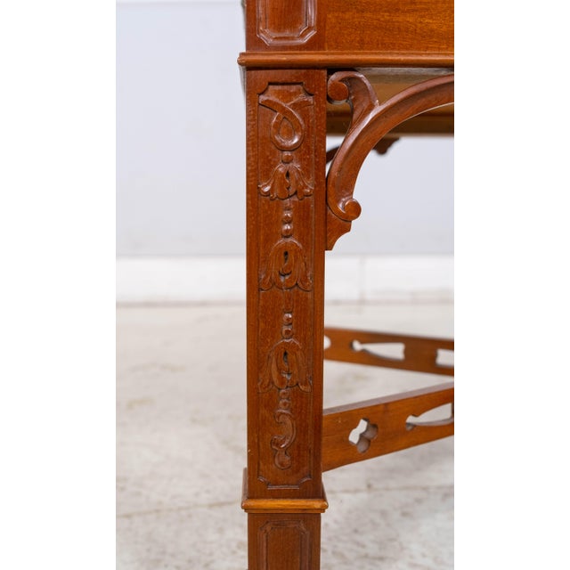 Vintage Mahogany 1 Drawer Chippendale Style Ottoman Stool For Sale - Image 14 of 18