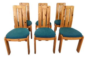 Danish Pine Dining Chairs, 1970s, Set of 6