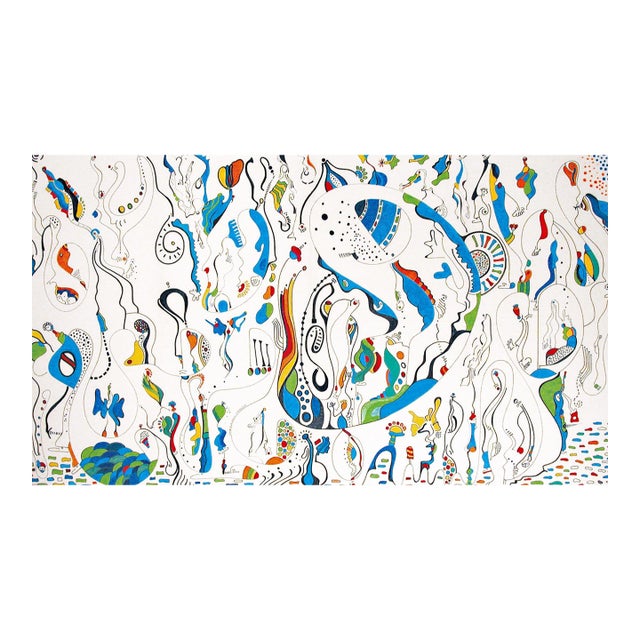 Spring Mischief – Oil Markers on Unstretched Canvas, 44 X 73 In For Sale